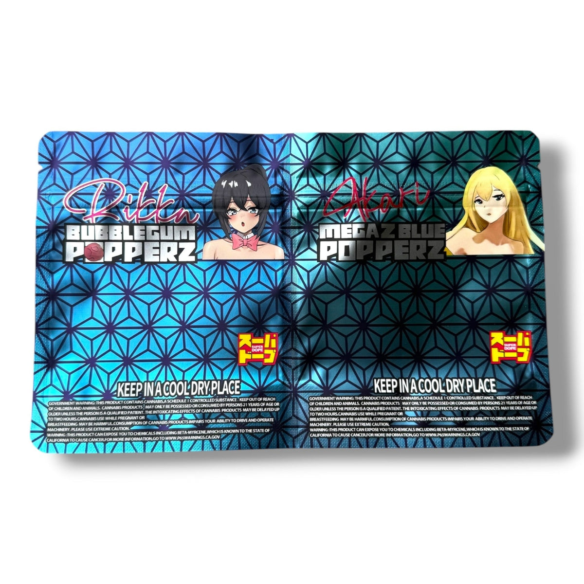 Super Dope Rikka Mega Z Blue Popperz Double Mylar Bag 3.5 Grams total 7Gram bags