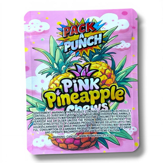 Pack A punch Pink Pineapple Chews 3.5g Mylar Bag- Packaging