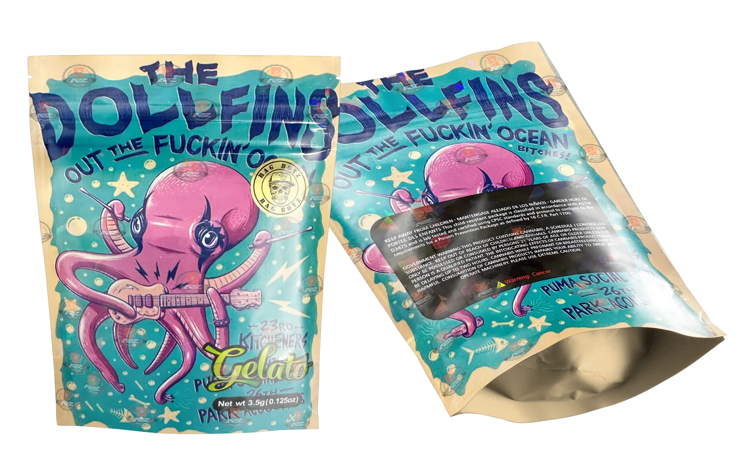 GELATO THE DOLLFINS HOLOGRAPHIC MYLAR BAG 3.5g Packaging Only - Black Unicorn Hub