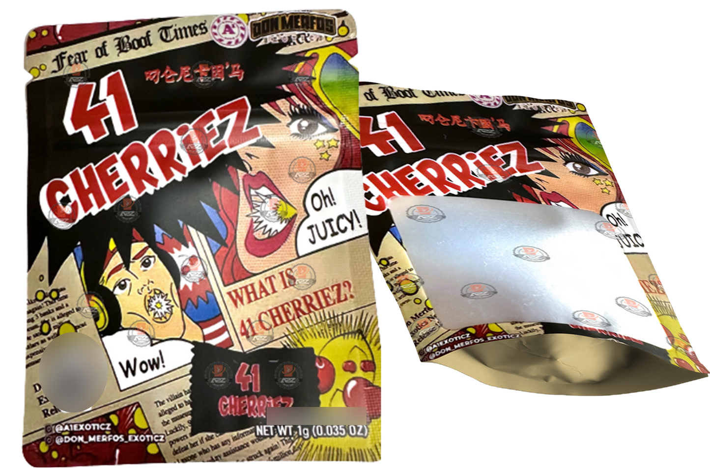 Don Merfos 41 Cherriez bag 1 Gram Mylar bag Packaging Only