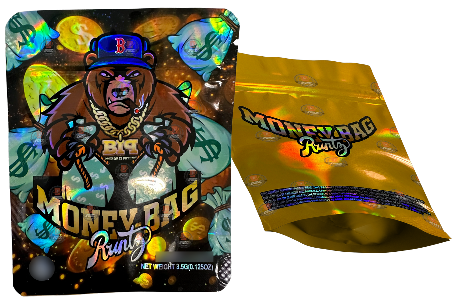 Big Money Bag Runtz Mylar Bags 3.5g Holographic Empty Packaging
