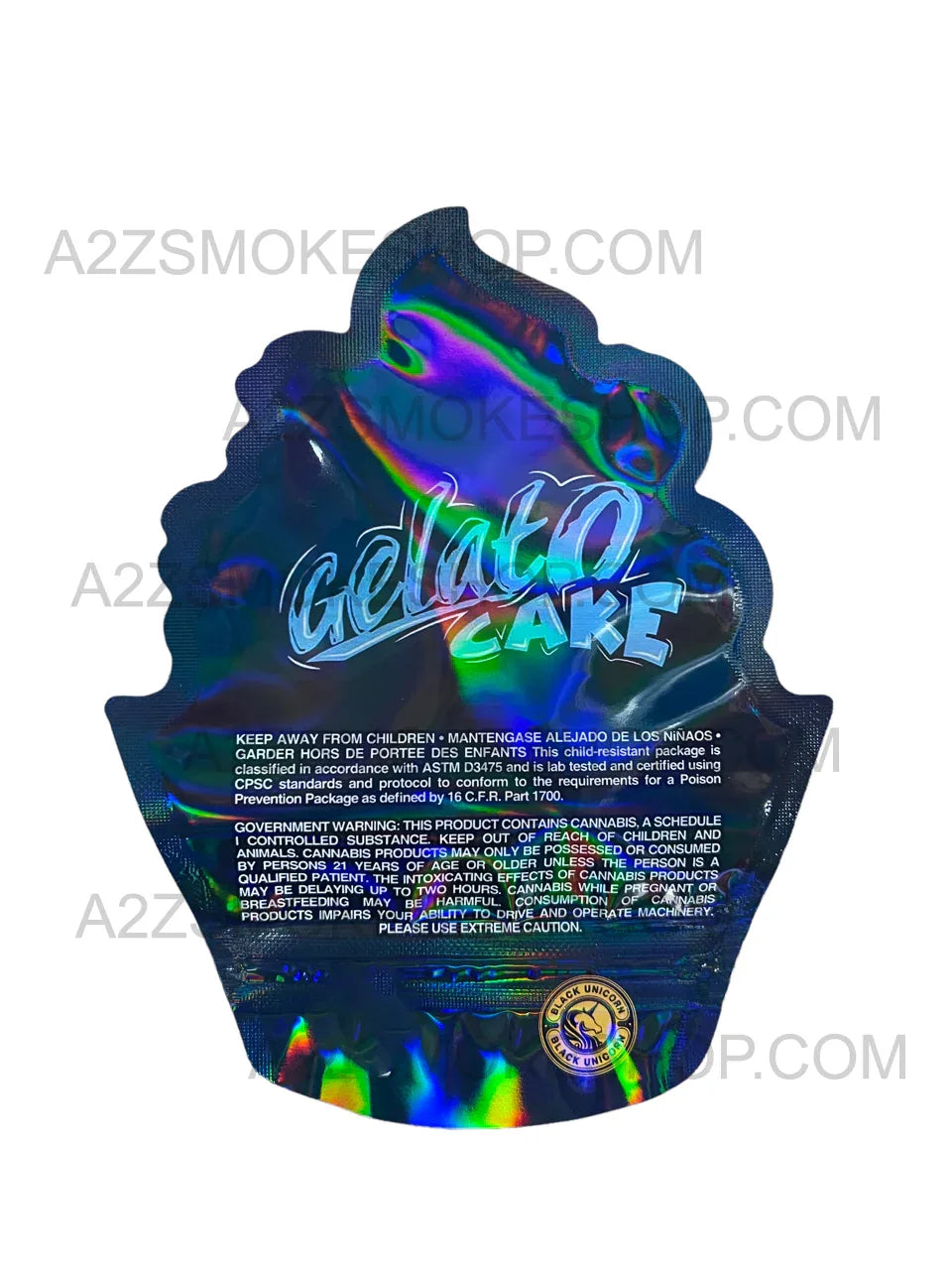 Black Unicorn Gelato Cake cut out Holographic Mylar bag 3.5g - Black Unicorn Hub