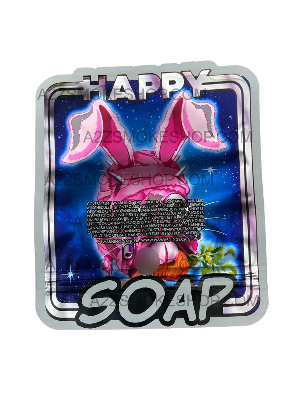 Happy Soap Cut Out Mylar Bags 3.5g Die cut Bunny Rabbit - Black Unicorn Hub