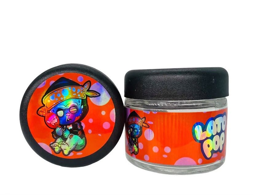 Baby Lato Pop 3.5g Glass Jars with Holographic Stickers