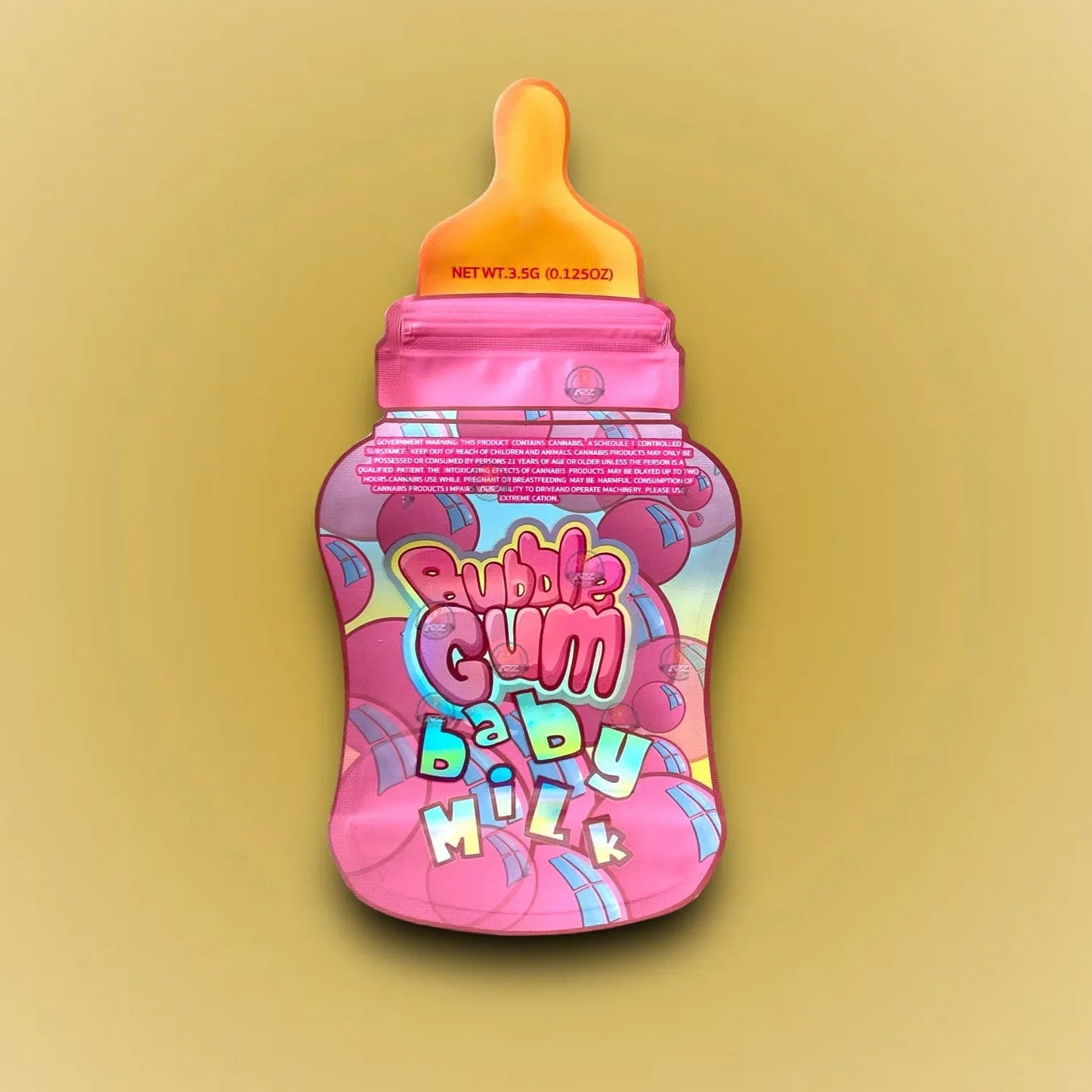 Bubblegum Baby Milk 3.5G Mylar Bag Holographic- Packaging Only - Black Unicorn Hub