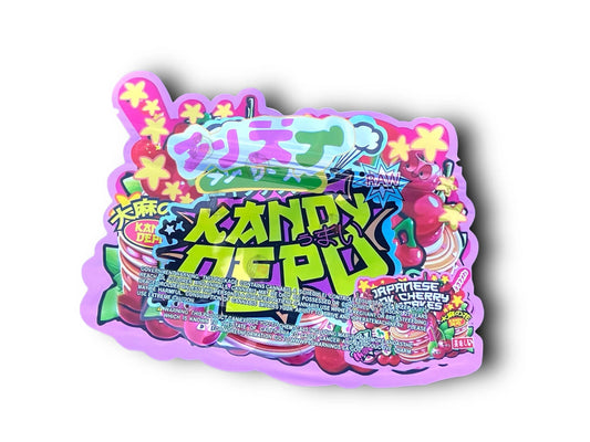 Kandy Depo Japanese Pink Cherry Pancakes Mylar Bags 3.5g Holographic - Black Unicorn Hub