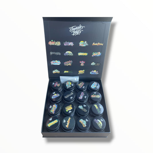 Jungle Boys 16-1oz Jars in a box Mixed Strains Variety Pack- Empty packaging only