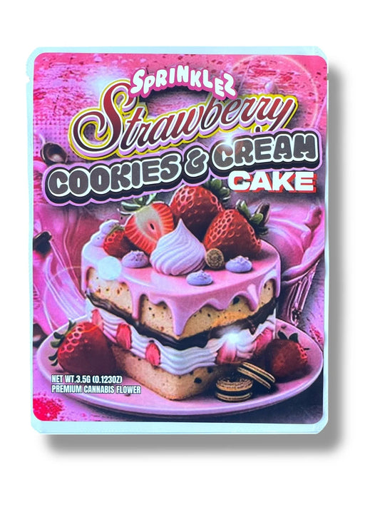 Sprinklez Strawberry Cookies & Cream Cake Mylar Bags with Boxes 3.5g Box Packaging With stickers and label - Black Unicorn Hub