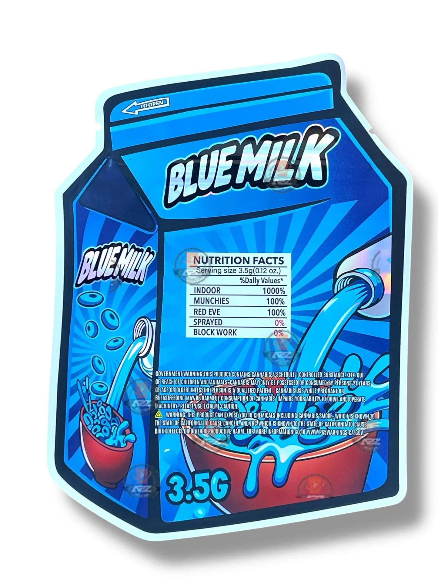 Blue Milk Mylar Bag 3.5g shape bag - Black Unicorn Hub