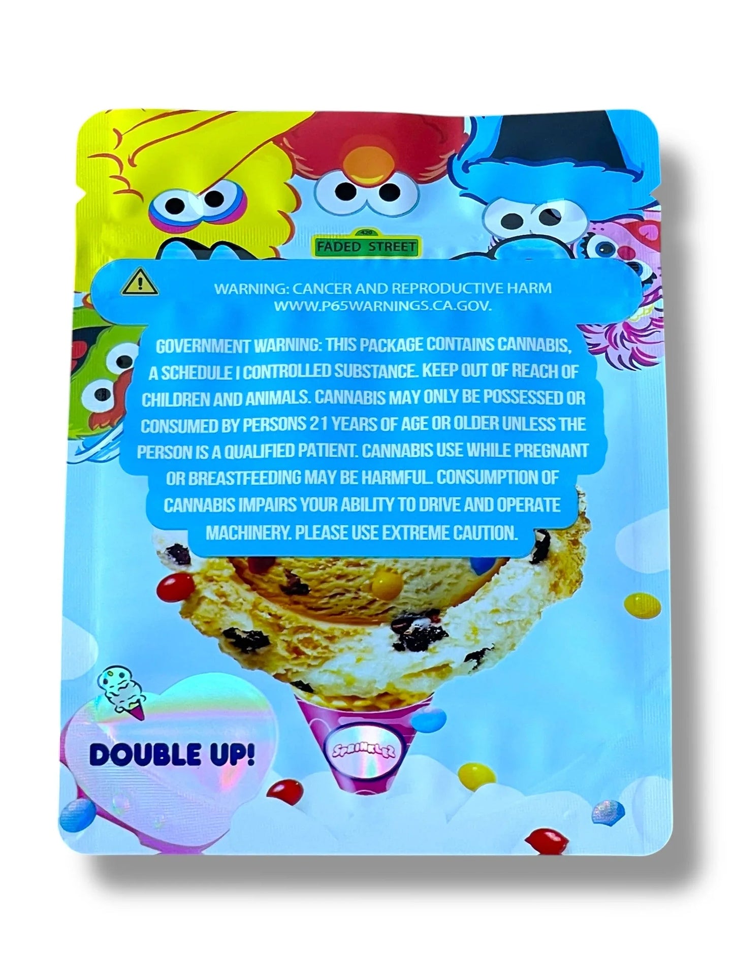 Faded Street Monster Marshmallow Mylar Bag 3.5g shape bag - Black Unicorn Hub