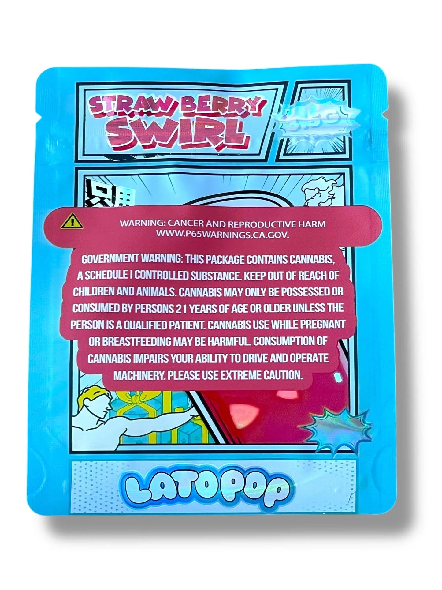 Strawberry Swirl Lato Pop Mylar Bag 3.5g shape bag - Black Unicorn Hub