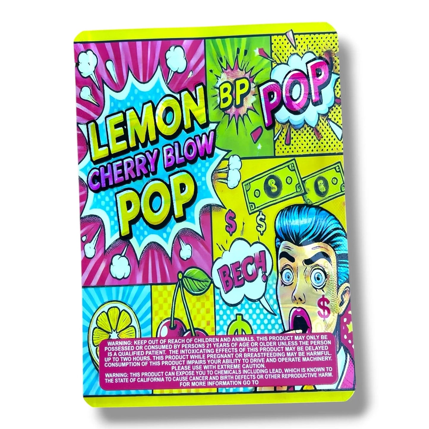Lemon Cherry Blow Pop 7G to 14G Mylar Bags - Black Unicorn Hub