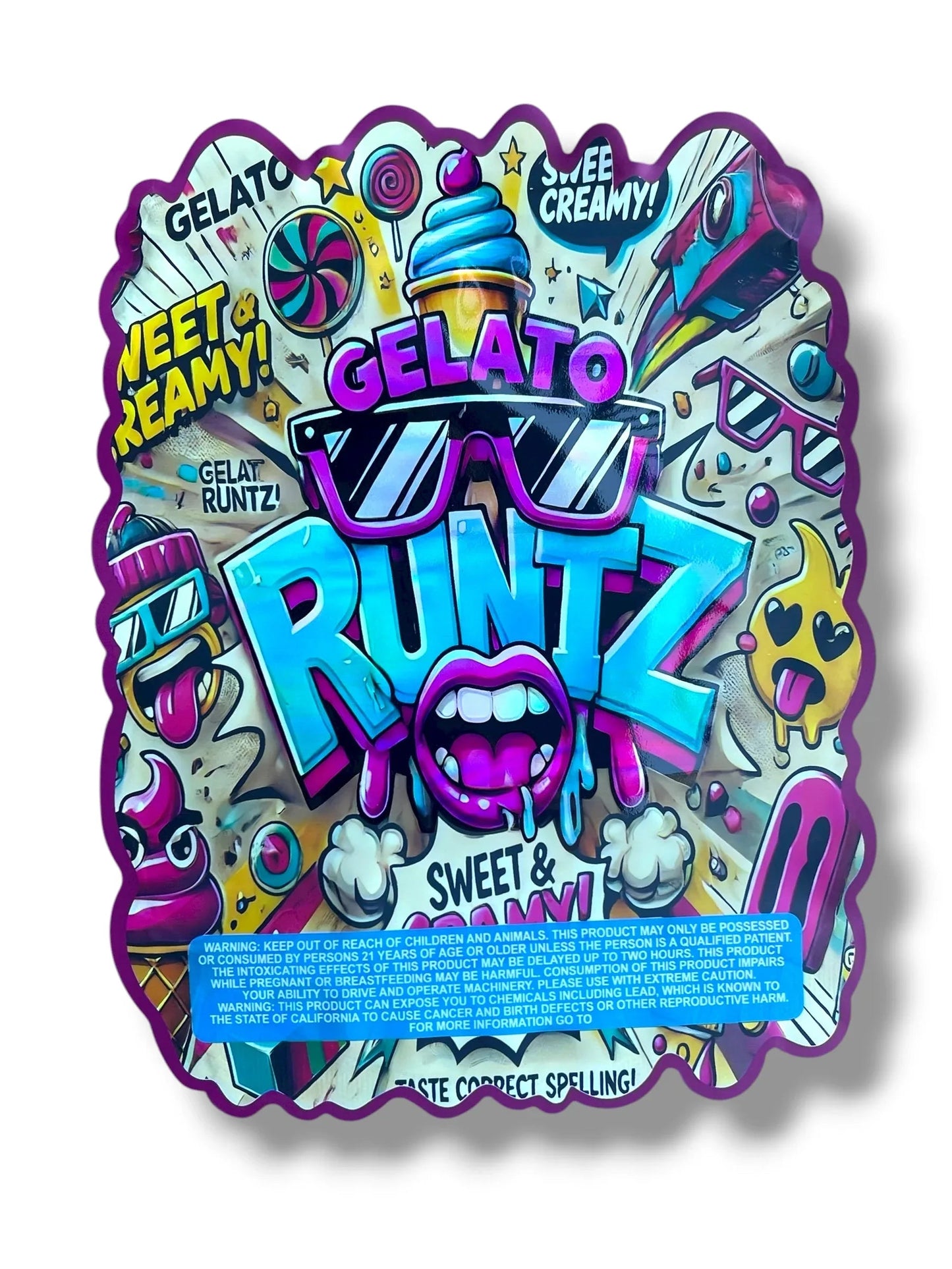 Gelato 1 OZ 28G Mylar empty Mylar bag 1 ounce (50 Count) - Black Unicorn Hub