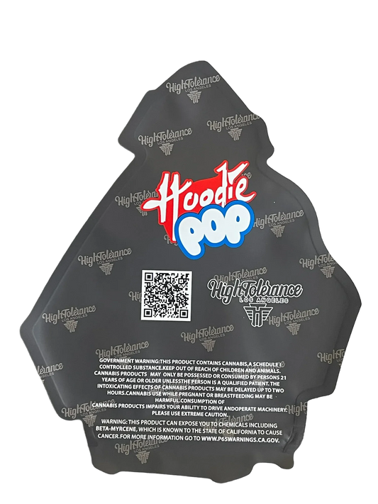 Hoodie Pop Mylar Bag 1 OZ 28G (50 Count) High Tolerance - Black Unicorn Hub