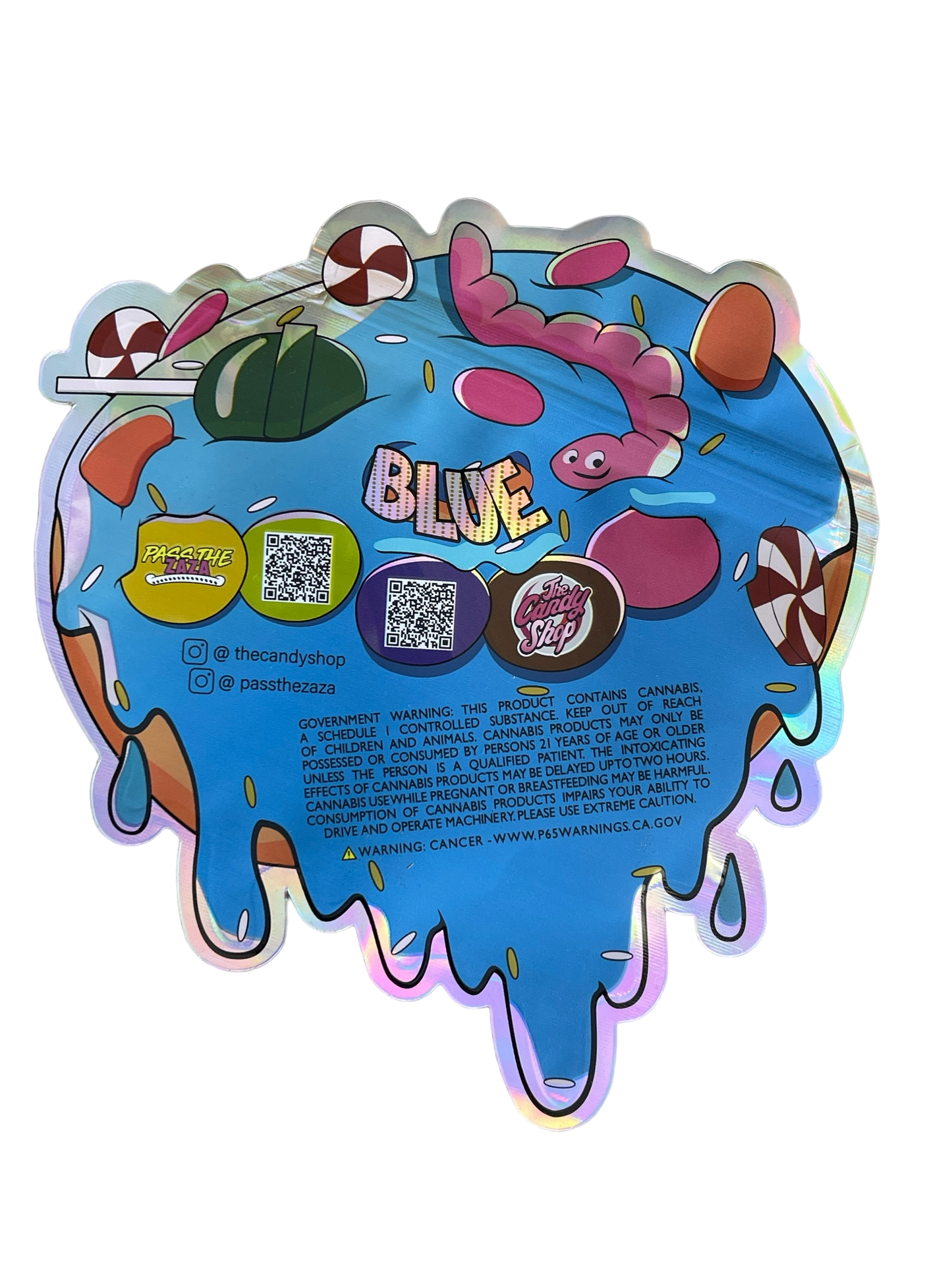 Blue Candy Donut 3.5g Mylar Bag Cut Out-Holographic