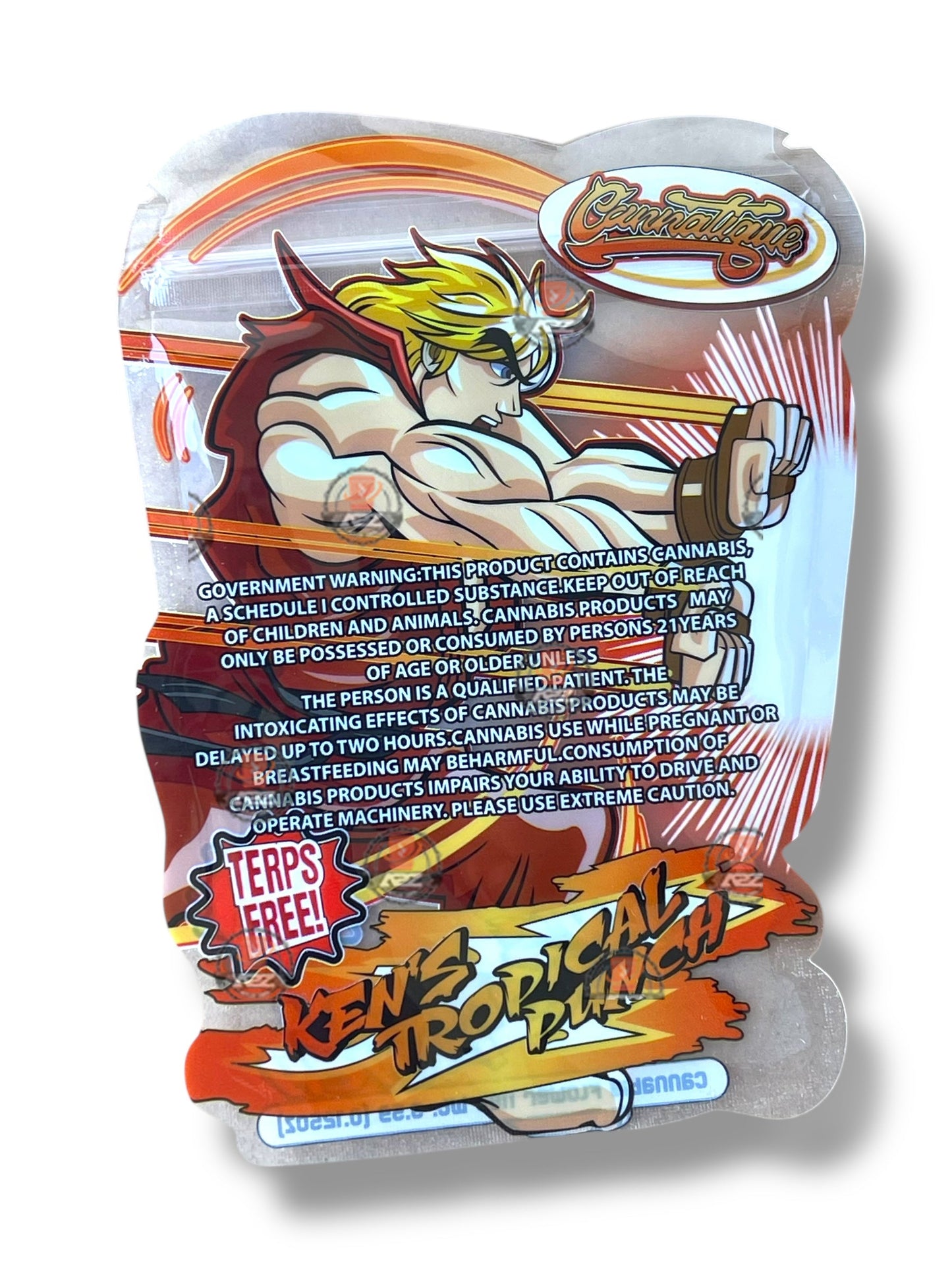 Cannatique Street Fighter Kens Tropical Punch Mylar Bag 3.5g Transparent shape bag