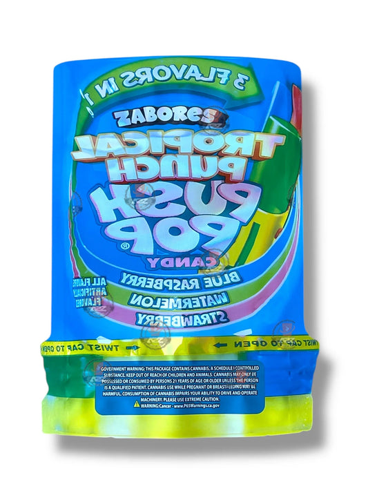 Zabores Tropical Punch Push Pop Candy Mylar Bag 3.5g shape bag - Black Unicorn Hub