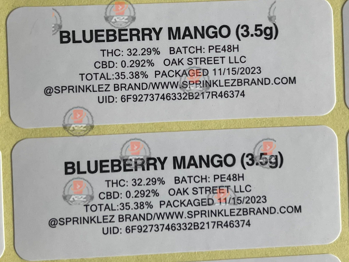 Sprinklez Gumdropz Blueberry Mango Mylar Bags 3.5g Sticker base Bag -With stickers and labels - Black Unicorn Hub