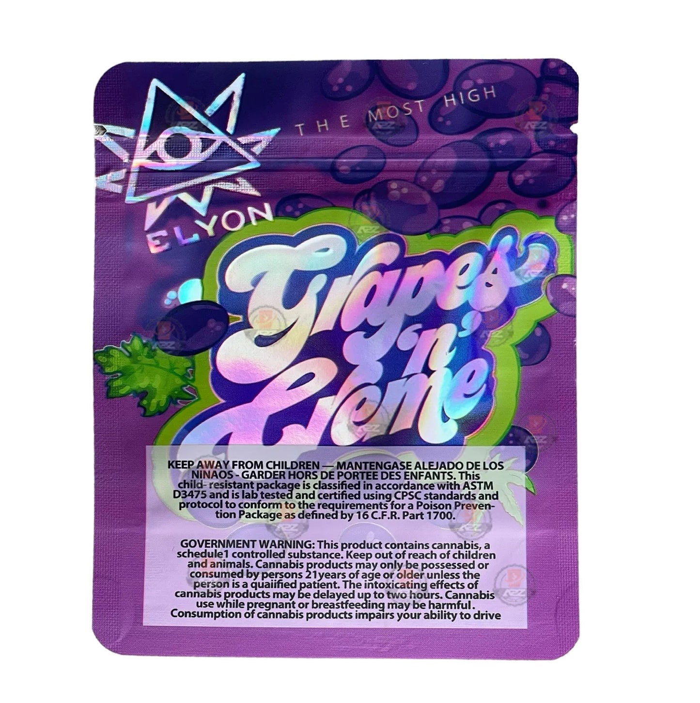 Grapes N Creme Mylar bag 3.5g Holographic Elyon - Black Unicorn Hub