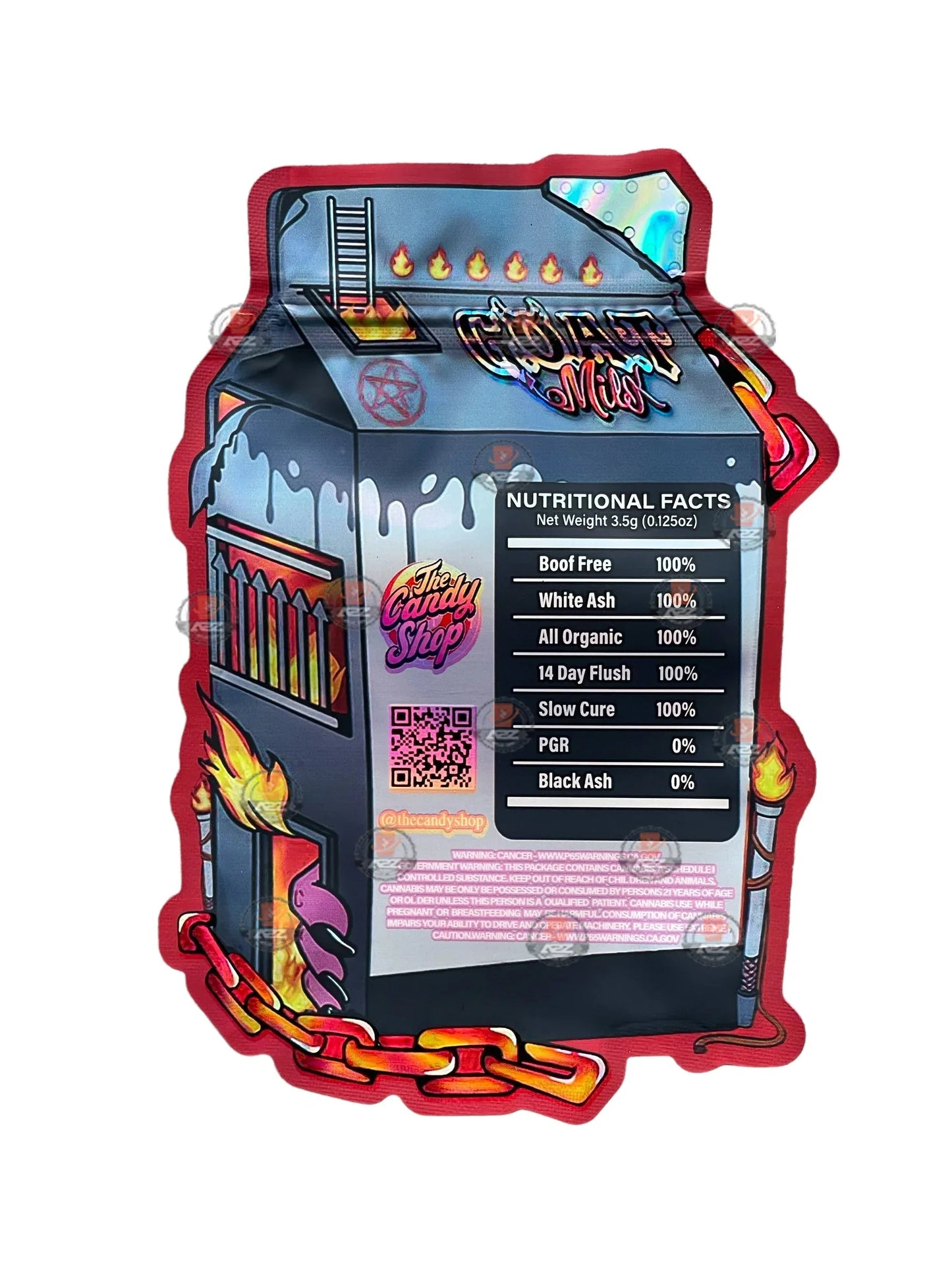 Goat Milk Mylar bag 3.5g cut out Empty Packaging- Holographic - Black Unicorn Hub