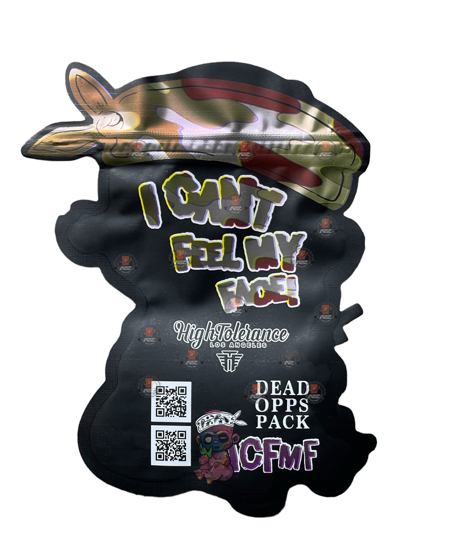 Dead Opps Pack Baby I Can't Feel My Face Cut Out Mylar Bags 3.5g High Tolerance