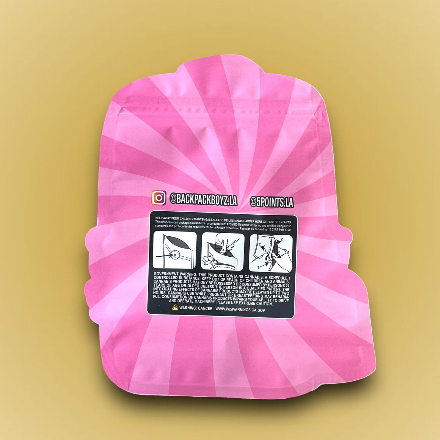 Backpack Boyz Lemon And Cherriez 3.5 G Myar Bag- X Zcube Die Cut- Backpack Shape