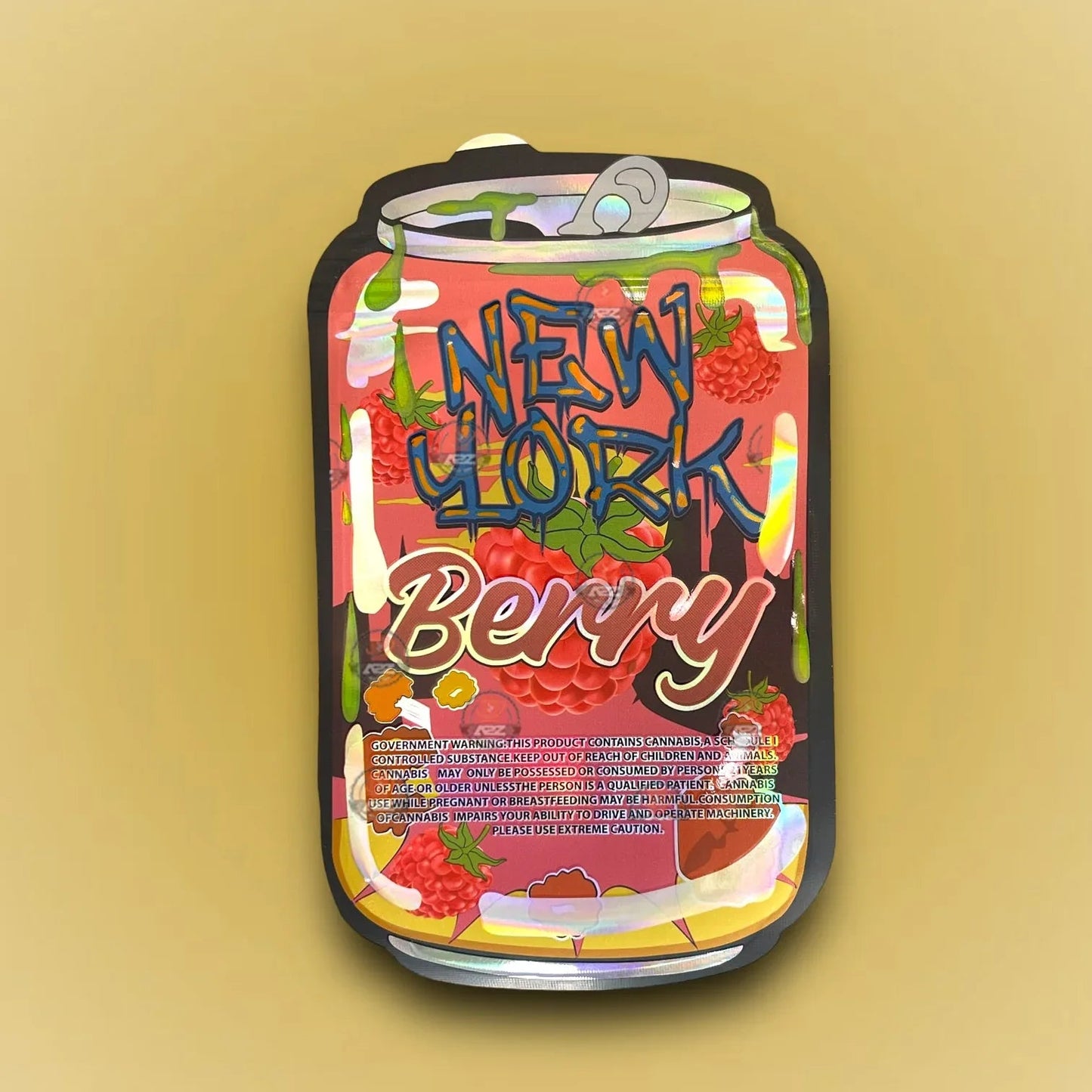New York Berry Bomb 3.5G Mylar Bag Holographic - Black Unicorn Hub