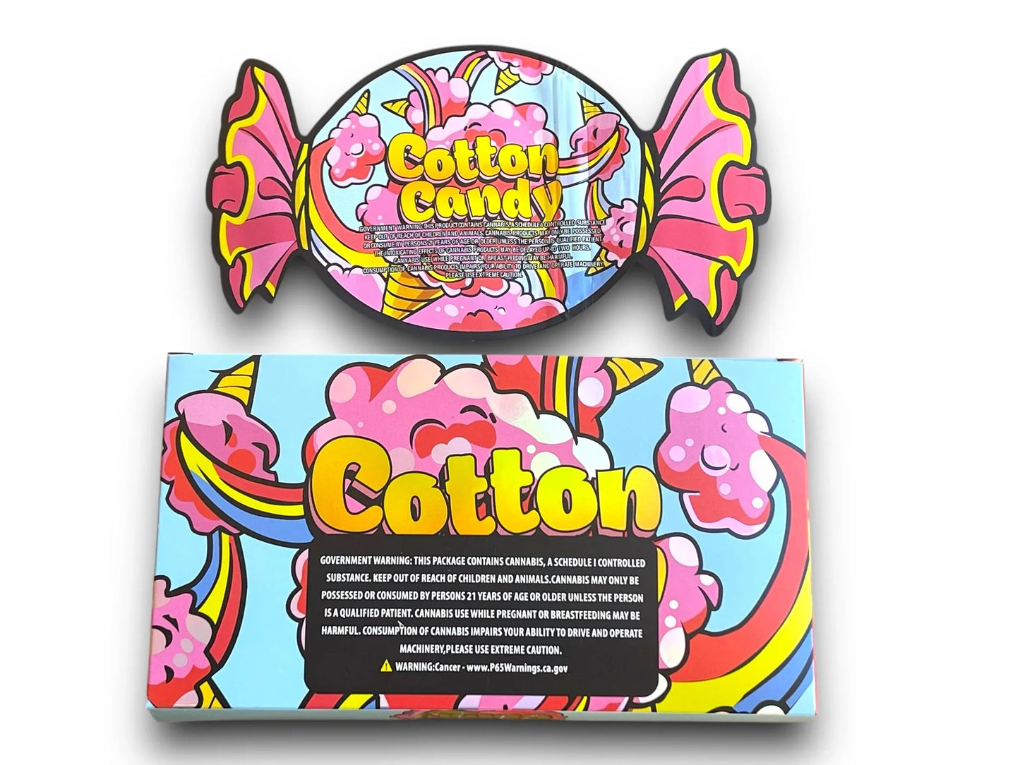 Cotton Candy Mylar Bags with Boxes 3.5g Box Packaging Holographic - Black Unicorn Hub