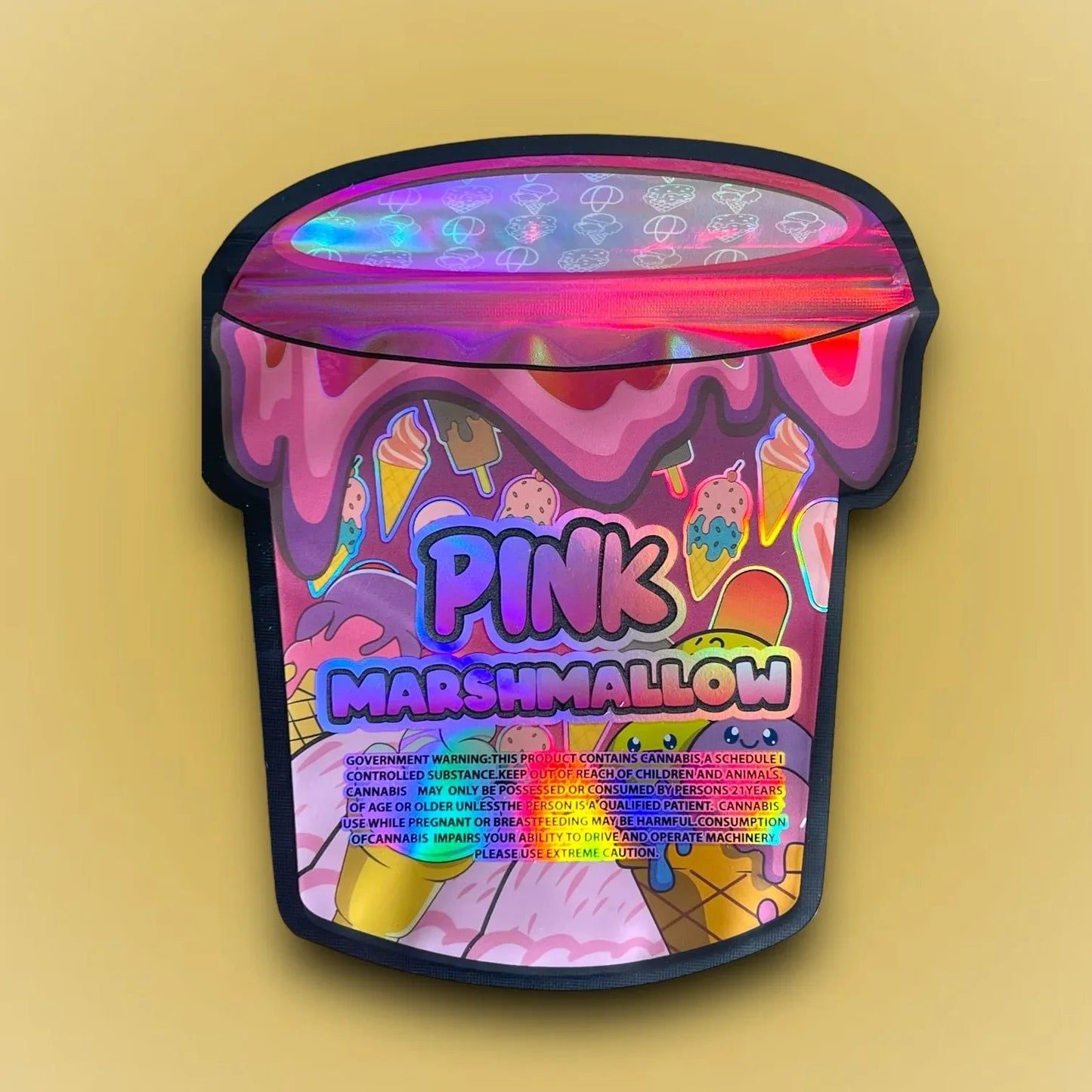 Pink Marshmallow 3.5G Mylar Bag Holographic - Black Unicorn Hub