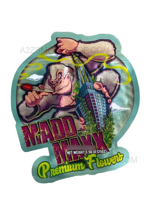 Mad Max Premium Flower Cut Out Mylar Bags 3.5g Die cut - Black Unicorn Hub