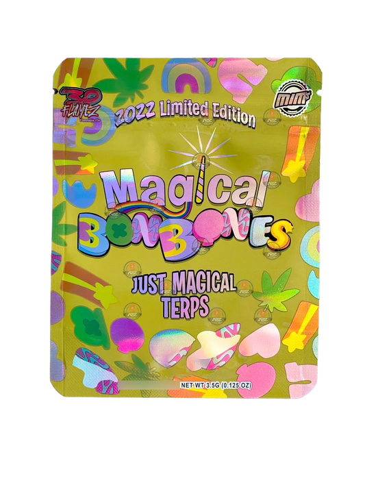 Magical Bonbones Cut Out Mylar Bags 3.5g Die Cut Holographic 30 Flamez Limited Edition - Black Unicorn Hub