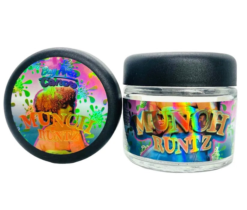 Munch Runtz 3.5g Glass Jars with Holographic Stickers