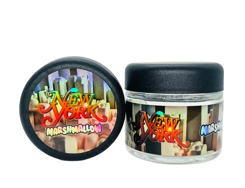 New York Marshmallow Sprinklez 3.5g Glass Jars with Holographic Stickers