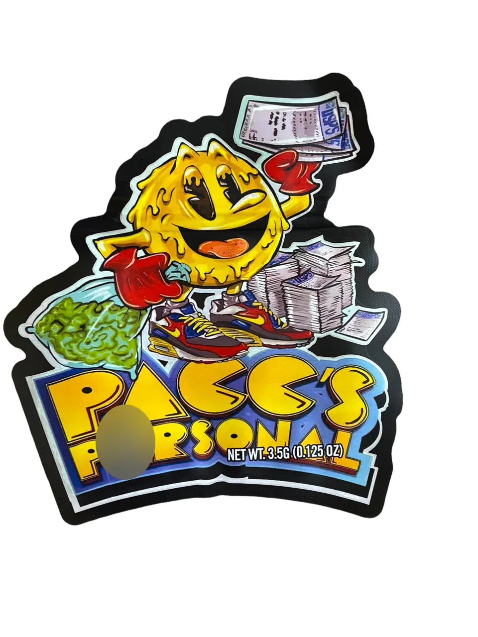 Pacc's Personal Cut Out Mylar Bags 3.5g Pac man - Black Unicorn Hub