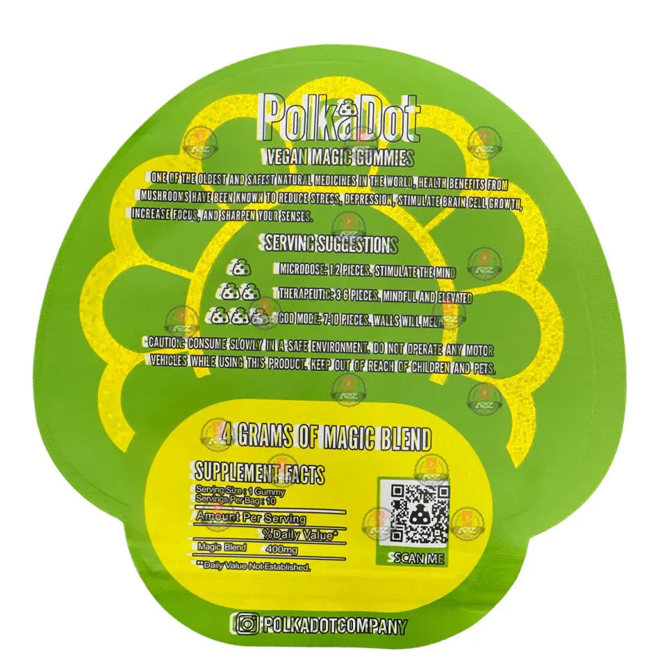 Polkadot Gummies Sour Apple Mylar bags 3.5g (Empty Bag-Packaging only) - Black Unicorn Hub