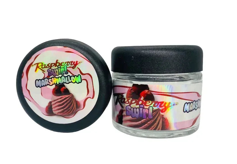 Raspberry Swirl Marshmallow Sprinklez 3.5g Glass Jars with Holographic Stickers - Black Unicorn Hub