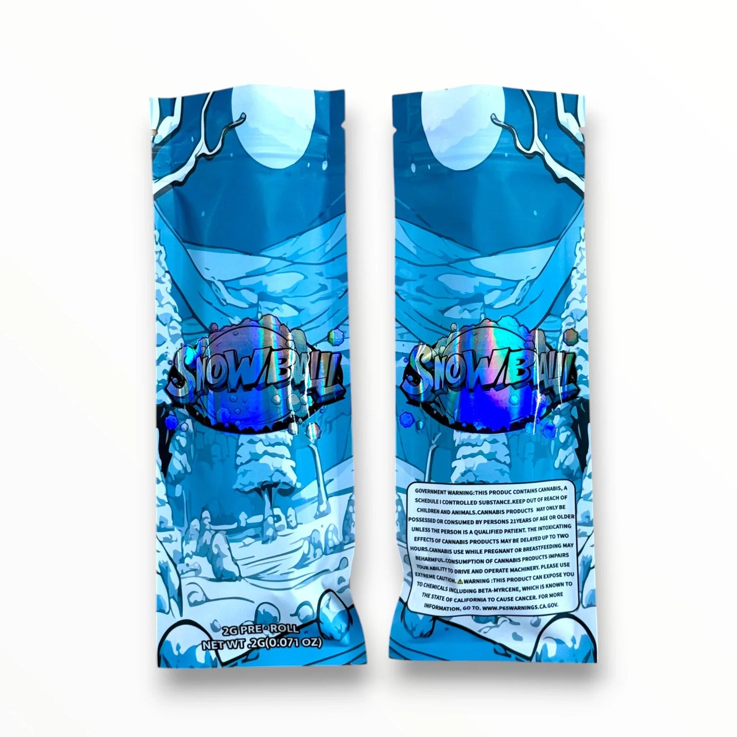 Snowball 2 Gram Pre Roll Packaging Net Wt. 2g(0.071oz) Holographic - Black Unicorn Hub