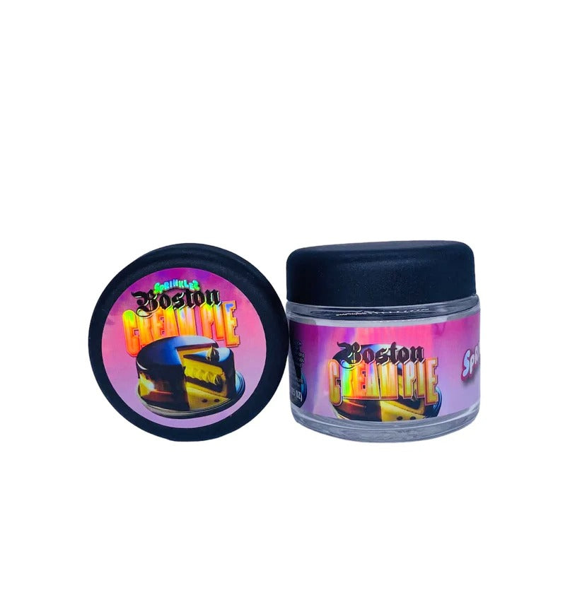 Boston Cream Pie Sprinklez 3.5g Glass Jars with Holographic Stickers