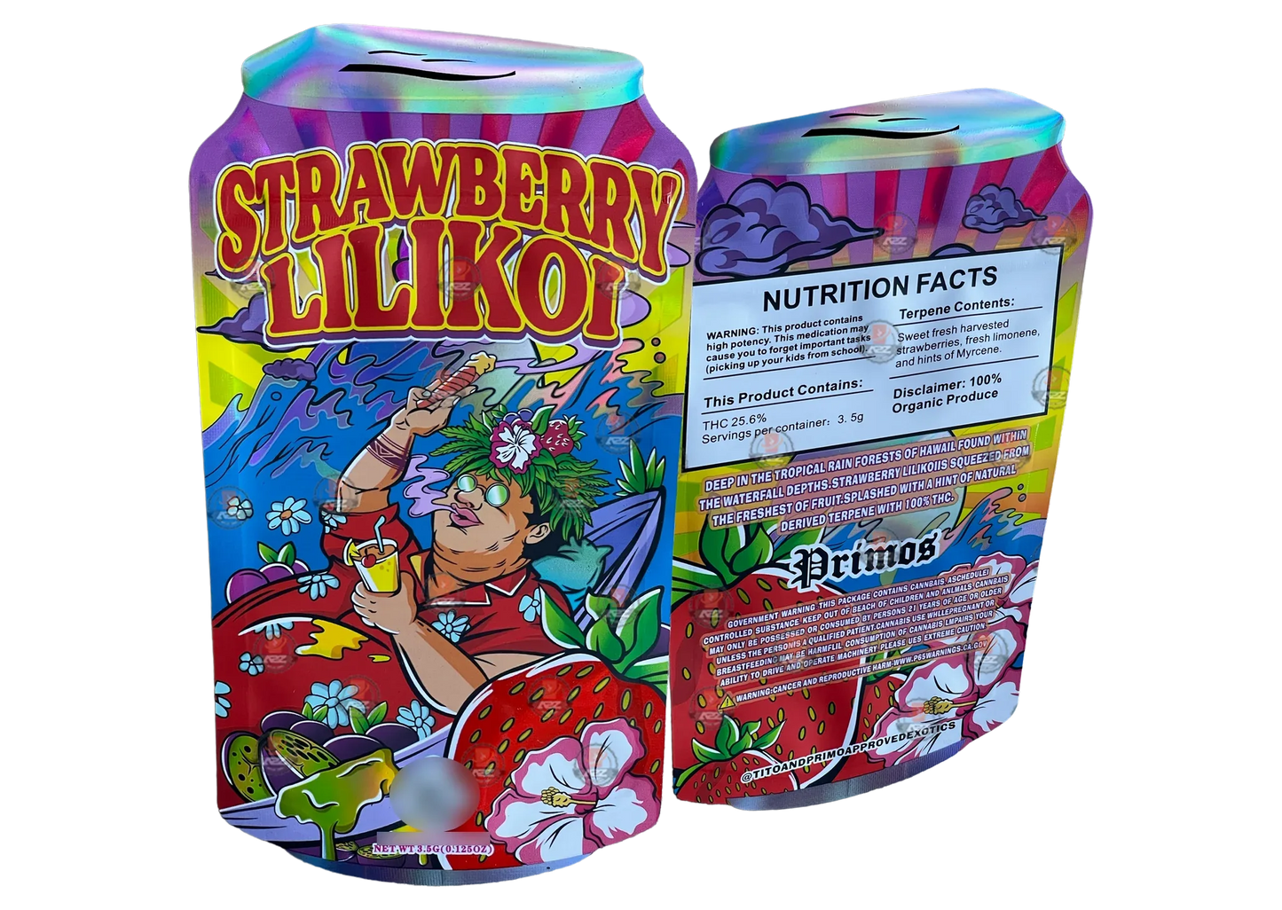 Strawberry Lilikoi Mylar Bag 3.5G Holographic Cut Out - Black Unicorn Hub
