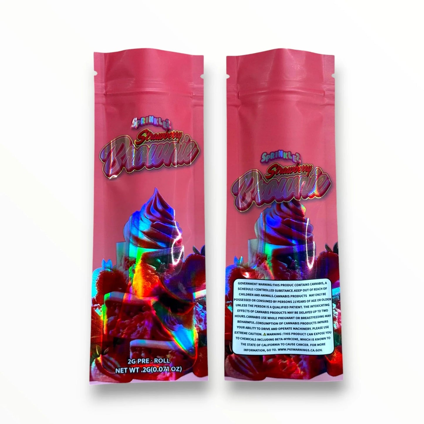 Sprinklez Strawberry Brownie 2 Gram Pre Roll Packaging Net Wt. 2g(0.071oz) Holographic - Black Unicorn Hub