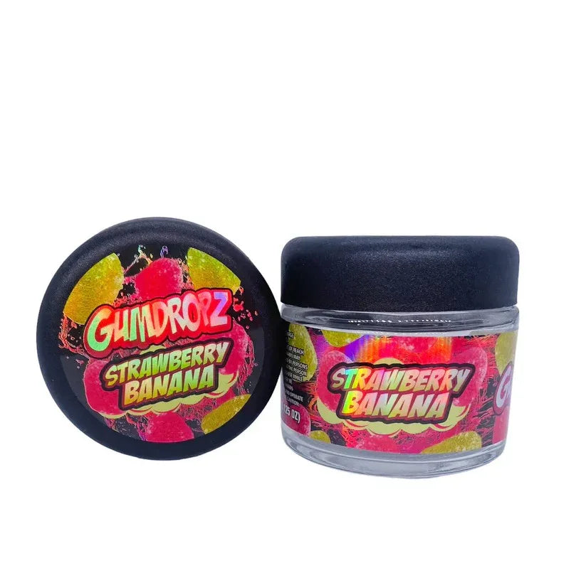 Strawberry Banana Sprinklez 3.5g Glass Jars with Holographic Stickers - Black Unicorn Hub