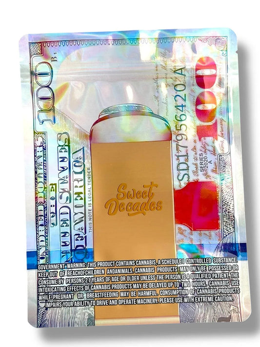 $100 Sweet Decades 1 OZ 28G empty Mylar bag 1-ounce (50 Count) - Black Unicorn Hub
