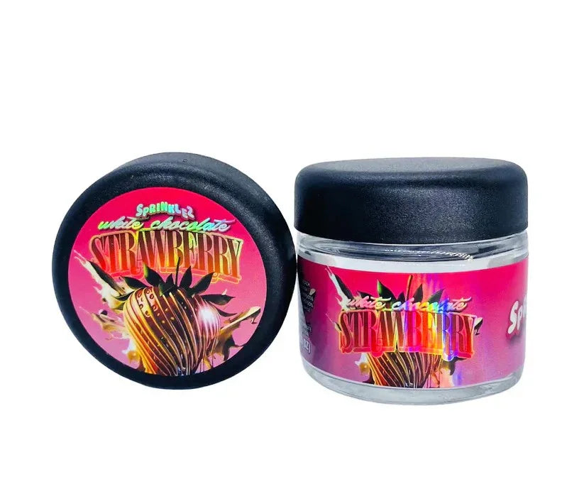 White Chocolate Sprinklez 3.5g Glass Jars with Holographic Stickers - Black Unicorn Hub
