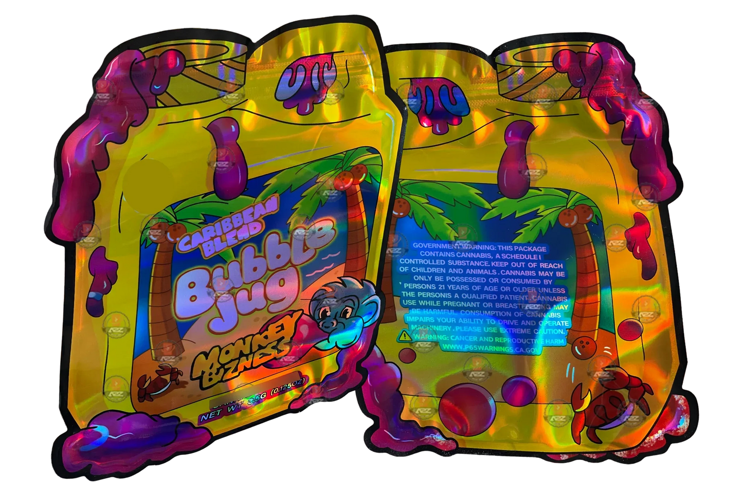 Caribbean Blend Bubble Jug 3.5g Mylar Bag- Money Bizness Holographic - Black Unicorn Hub