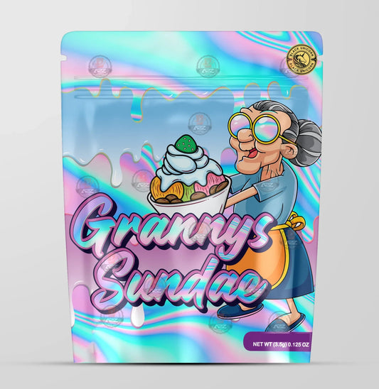 Granny's Sundae Holographic Mylar bag 3.5g - Black Unicorn - Packaging only - Black Unicorn Hub