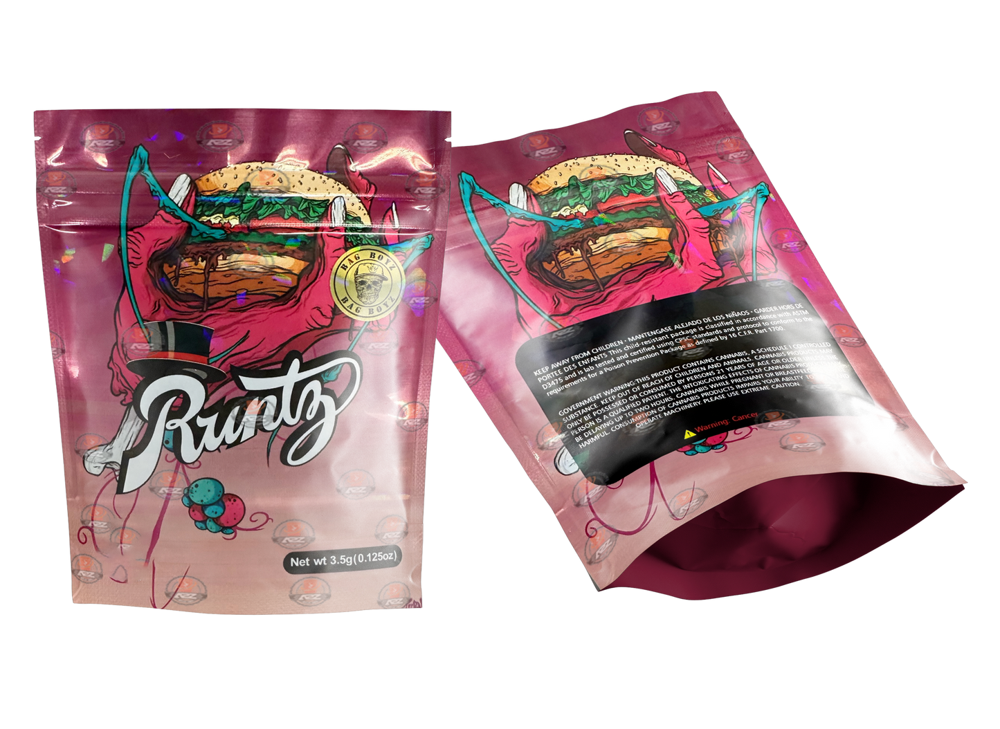 Burger Mylar Bags 3.5G