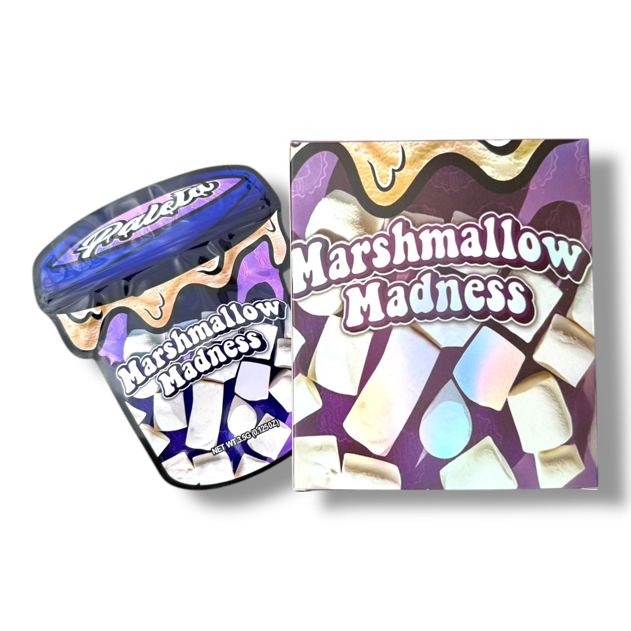 Marshmallow Madness Mylar Bags with Boxes 3.5g Box Packaging