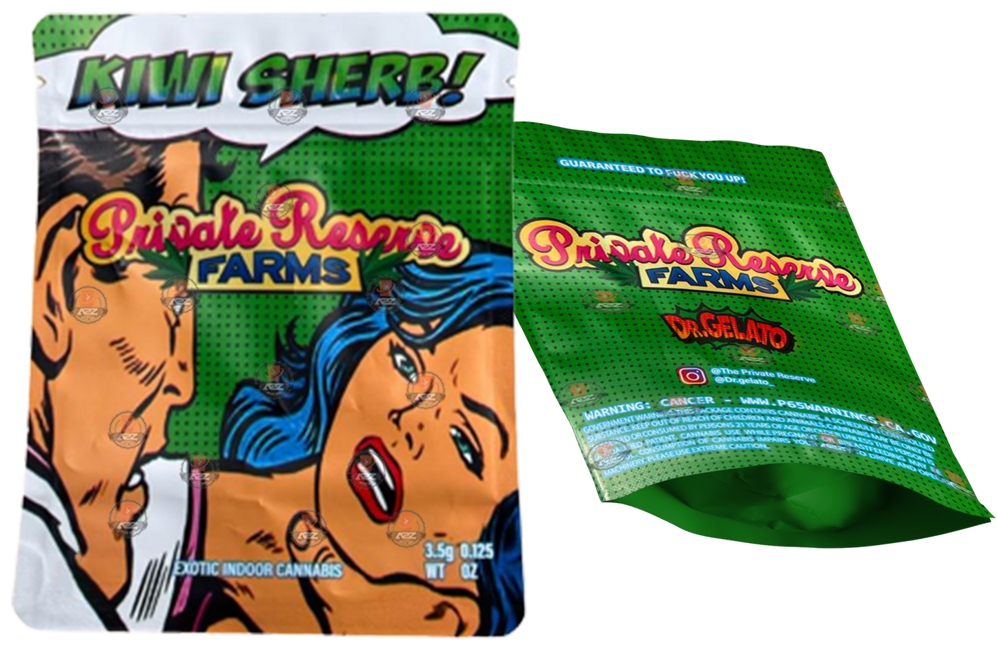 Private Reserve Farms Kiwi Sherb 3.5g Mylar bag Packaging Only