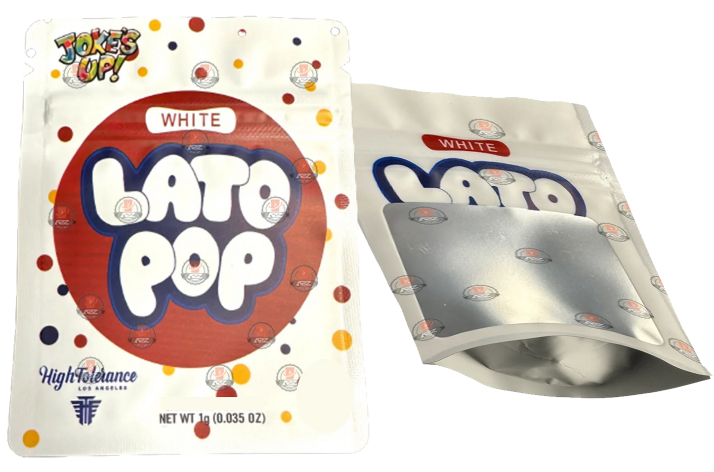 Jokes Up White Lato Pop 1 Gram Mylar bags with window-Packaging Only - Black Unicorn Hub