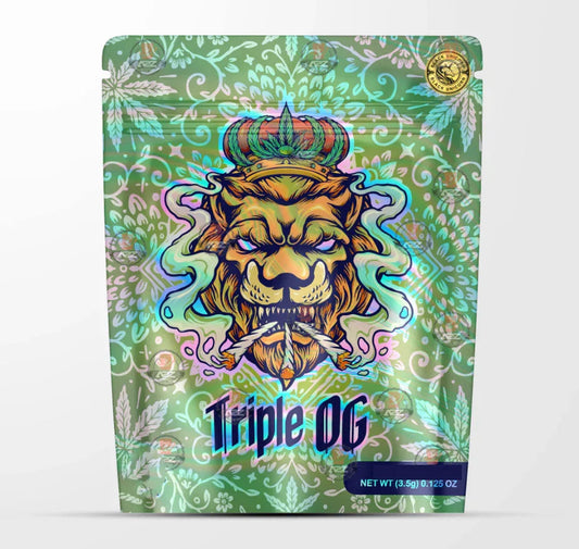 Tripple OG Holographic Mylar bag 3.5g - For Flower- Black Unicorn - Black Unicorn Hub